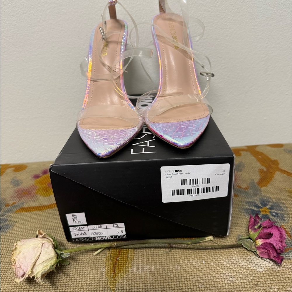 Fashion Nova Multicolor Iridescent Heels